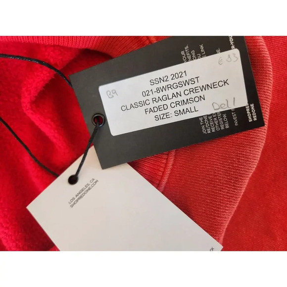 NWD RE/DONE Faded Crimson Classic Crewneck Size S RED MSRP $250 #BA409 - Picture 10 of 16